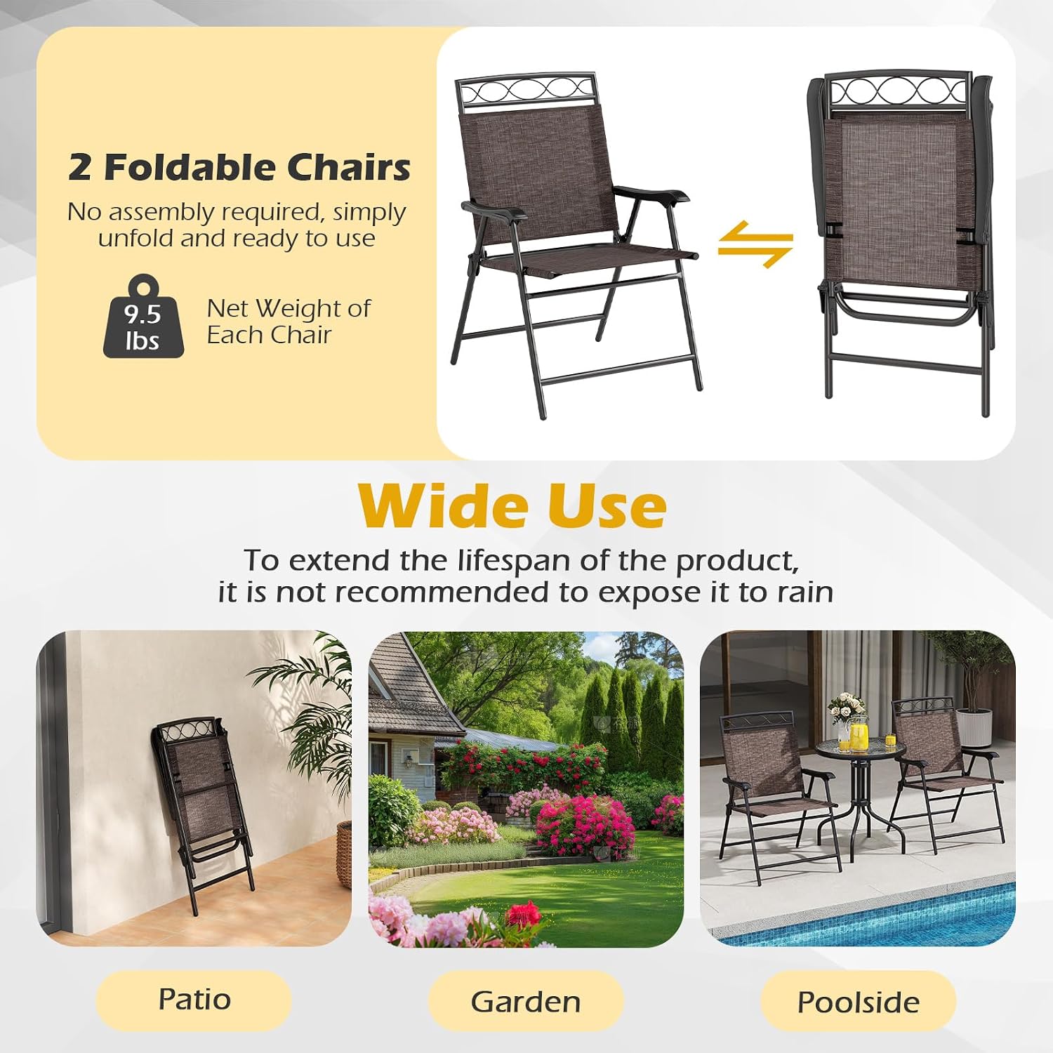 Goplus Bistro Table and Chairs Set of 2, Outdoor 3 Piece Patio Bistro Set with 1.57' Umbrella Hole, Tempered Glass Tabletop, 2 Folding Chairs, Small Patio Furniture Dining Set for Garden, Balcony