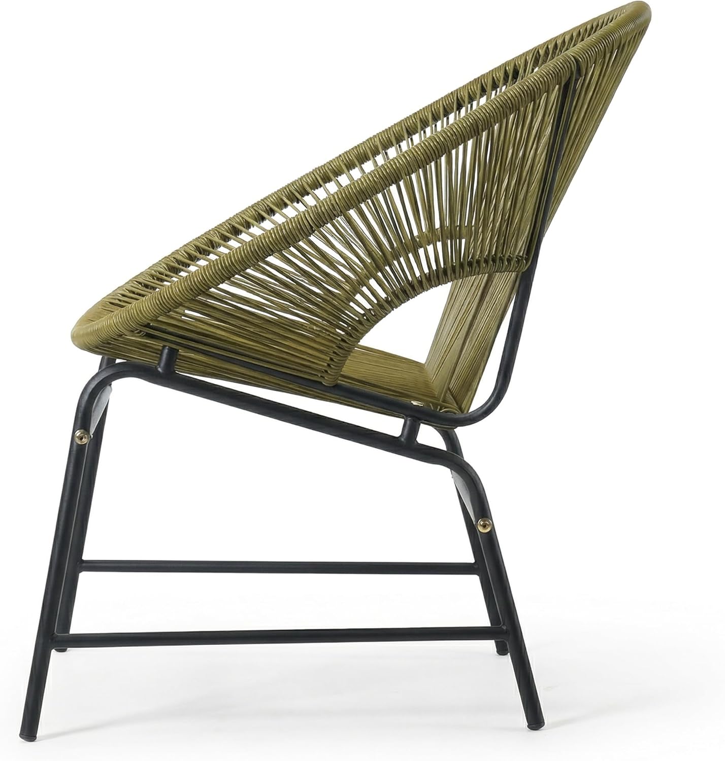 Christopher Knight Home Dessa 3 Piece Patio Furniture Set, Patio Wicker Accent Chair Set of 2 and Loveseat, Metal Frame 4 Seater Outdoor Papasan Lounge Chair Set, PE Rattan Outdoor Bistro Set, Green
