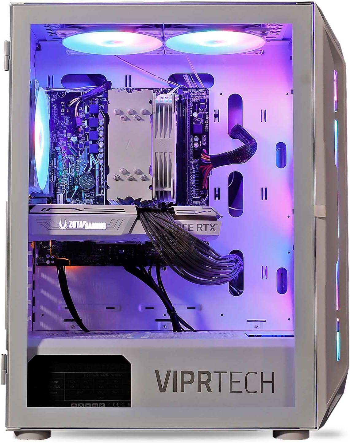 ViprTech Ghost 2.0 Gaming PC - AMD Ryzen 7 (4.1Ghz Turbo), RTX 3060 12GB, 16GB DDR4 RAM, 1TB SSD, 700W PSU, VR-Ready, Streaming, WiFi BT, RGB, Win 11, Desktop Computer White