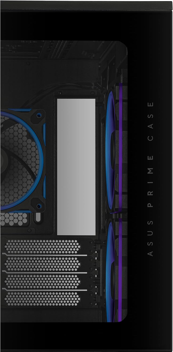 ASUS Prime AP202 ARGB Black mATX pc case with Fully Tempered Curved Glass, Supports Graphics Cards up to 420mm Long, 360mm Long radiators, Easy-Detach Rail, Patented Slot Vent, 3 Built-in ARGB Fans