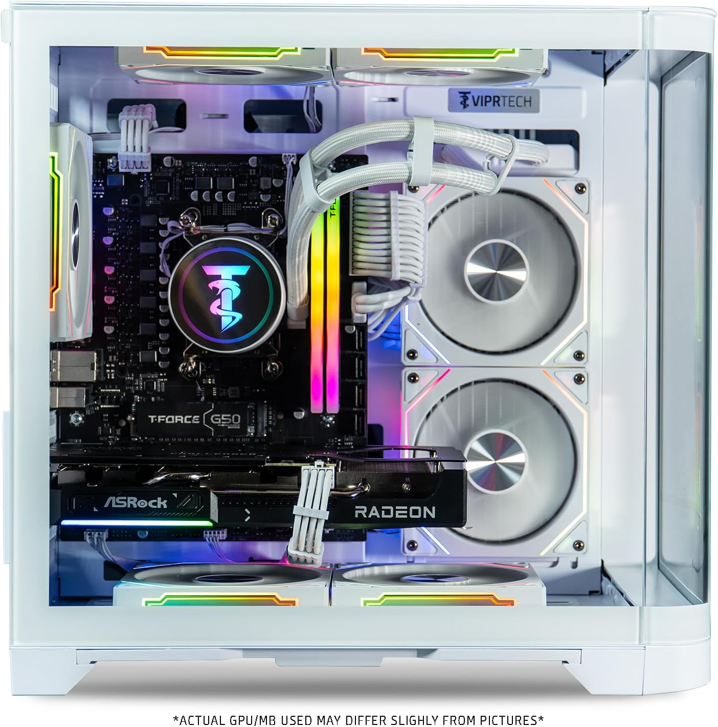 ViprTech Reaper 2.5 Gaming PC - AMD Ryzen 7 8700F (5.0Ghz Liquid Cooled), AMD RX 9060 XT 16GB, 16GB DDR5 RAM, 1TB NVMe SSD, 800W Gold PSU, VR-Ready, WiFi BT, Win 11, Desktop Computer Prebuilt, White