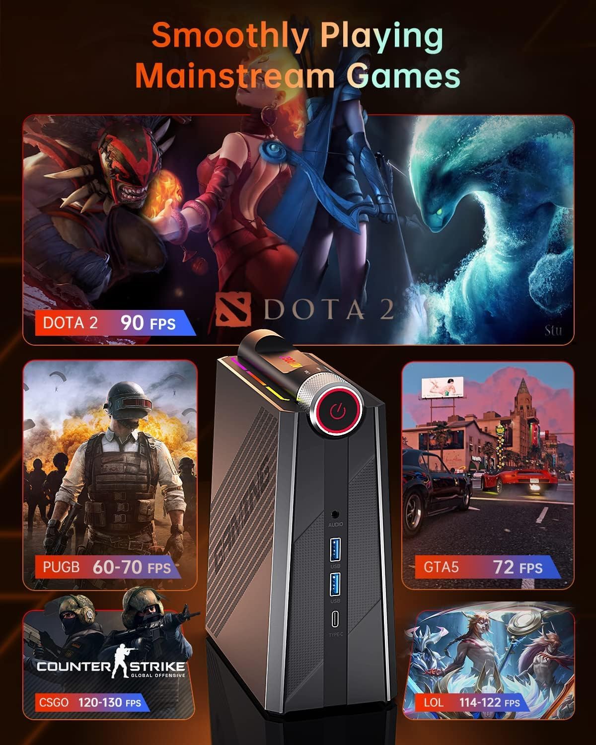 ACEMAGICIAN S3A Mini PC, Ryzen 7 8745hs 32GB DDR5 1TB NVME SSD Small Gaming Computers,Tiny Desktop with AMD Radeon 780M, Type C|WiFi 6|BT 5.2|Dual Channel|Office|Home|Casual Games