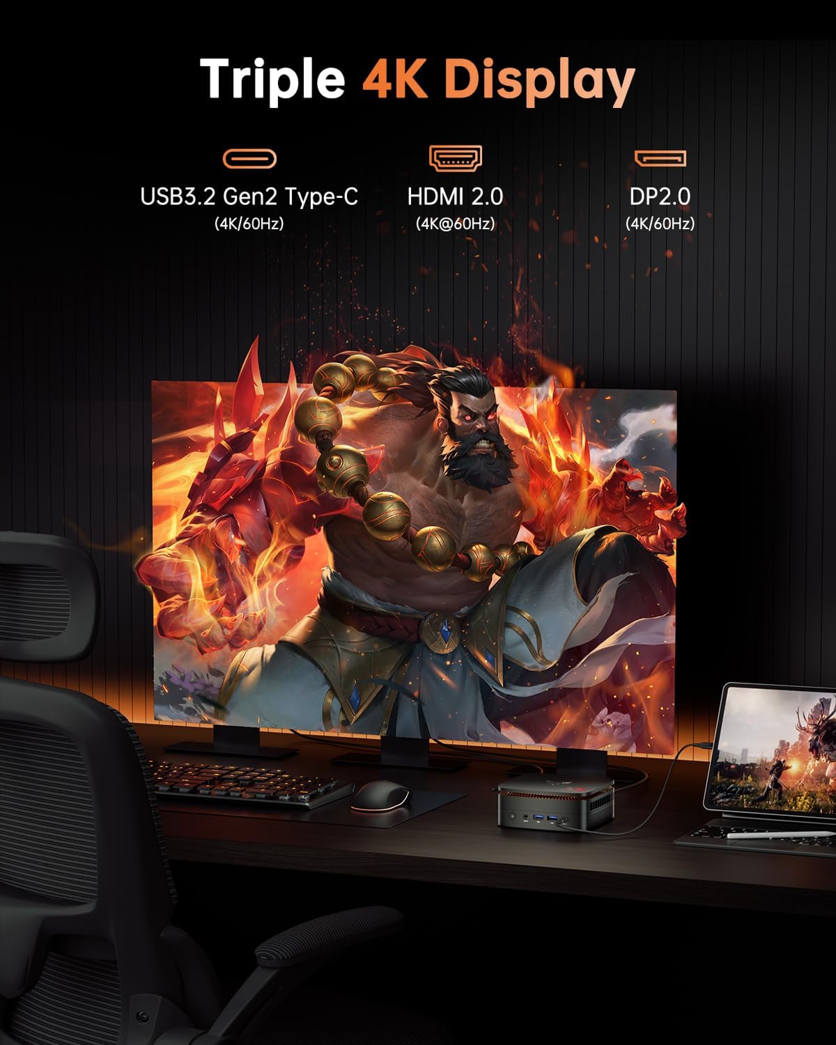 KAMRUI Hyper H1 Mini Gaming PC,AMD Ryzen 7 6800H(Beat 6800U),16GB DDR5 4800MHz 512GB M.2 NVMe PCIe3.0x4 SSD Mini PC(8C/16T,up to 4.7GHz),16MB L3 Smart Cache,Triple 4K Display/WiFi6/BT5.2/Mini Computer