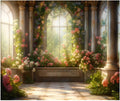 Kate 10x8ft Spring Pink Flowers Scenic Photography Backdrops Garden Pavilion Sunshine Floral Wall Photo Background Wedding Girls Birthday Party Backdrop Shooting
