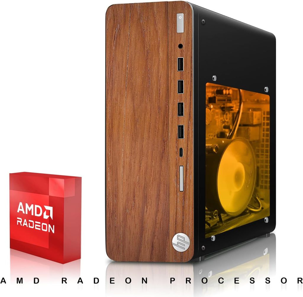 HP Full Dark Gaming PC Desktop Computer – AMD Pro A10-9700,GT 1030 Graphics,16GB RAM,1TB SSD,RGB Keyboard with AI Copilot,Mouse,WiFi,RGB Headphone,Windows 11(Renewed)