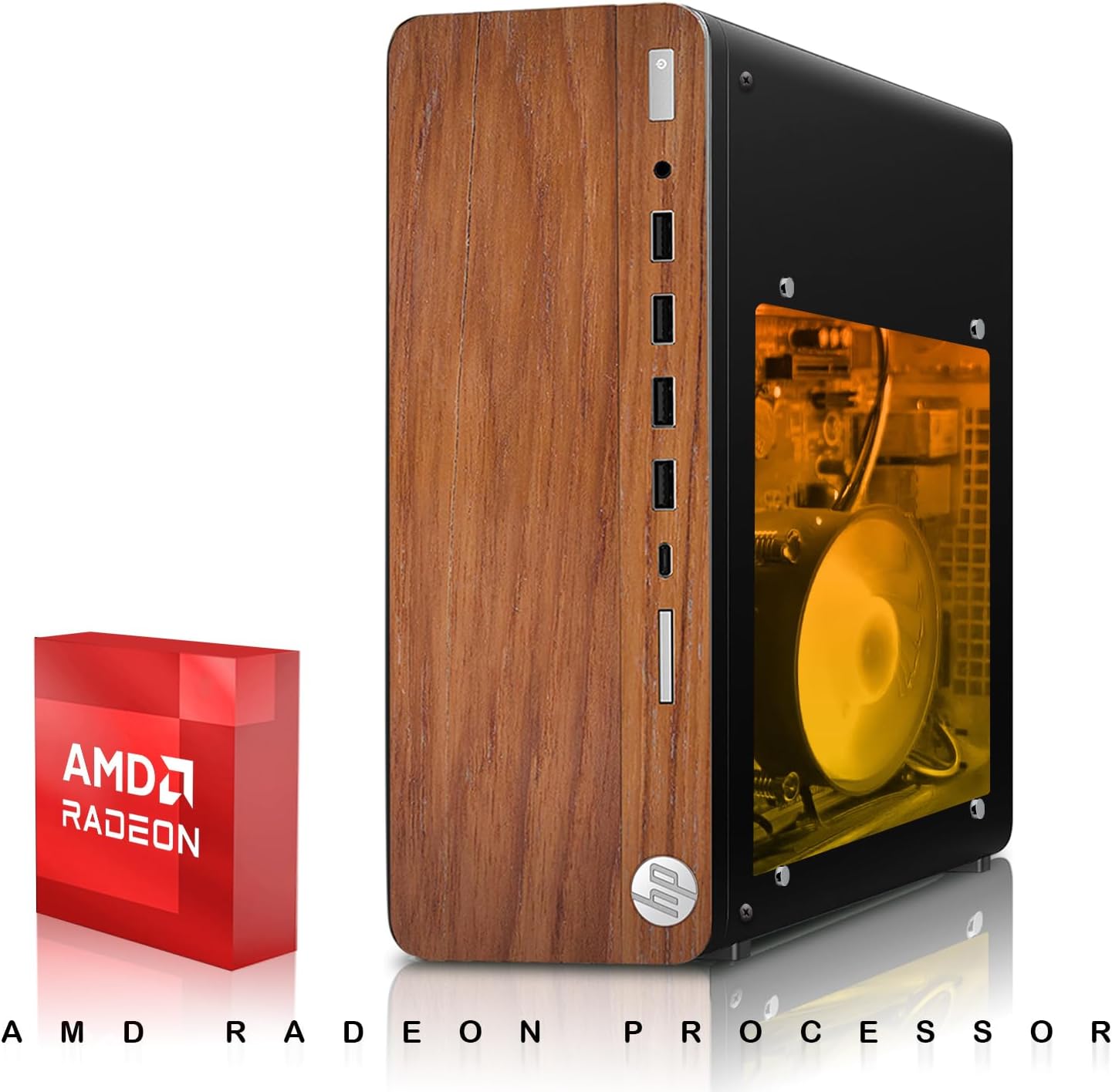 HP Full Dark Gaming PC Desktop Computer – AMD Pro A10-9700,GT 1030 Graphics,8GB RAM,1TB SSD,RGB Keyboard with AI Copilot,Mouse,WiFi,RGB Headphone,Windows 11(Renewed)