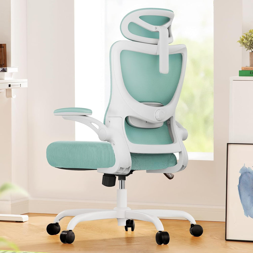 Marsail Ergonomic Office Chair: Office Desk Chair with High Back Mesh and Adjustable Lumbar Support Rolling Work Swivel Task Chairs with Wheel 3D Armrests and Headrest