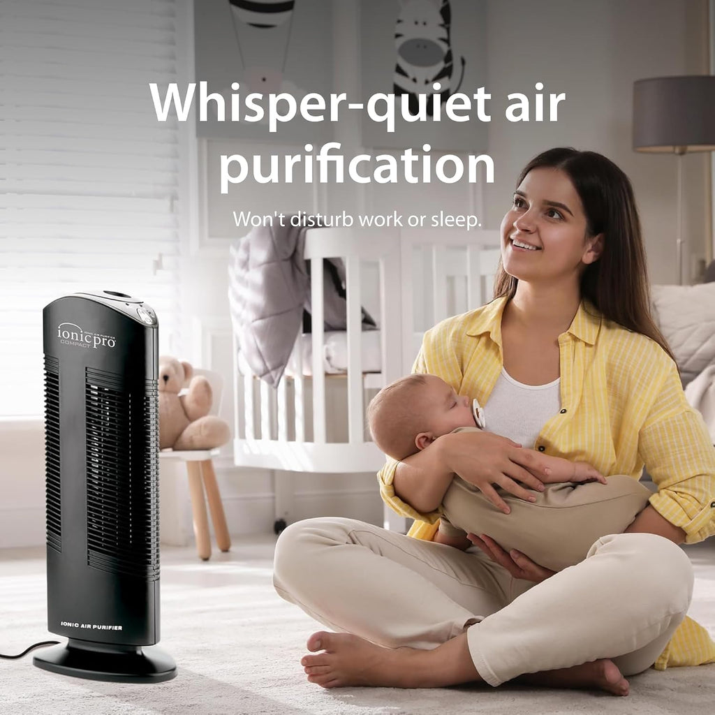 Ionic Pro Compact (CA200) Air Purifier Tower, Never Replace Filters, Quiet Negative Ion Technology, Cleans Rooms Up to 300 sq. ft