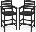 SERWALL Tall Adirondack Chairs Set of 2, Oversize Balcony Adirondack Chairs Set, Outdoor Bar Height Barstools Widened Chair Set for Bistro, Poolside, Garden, Black