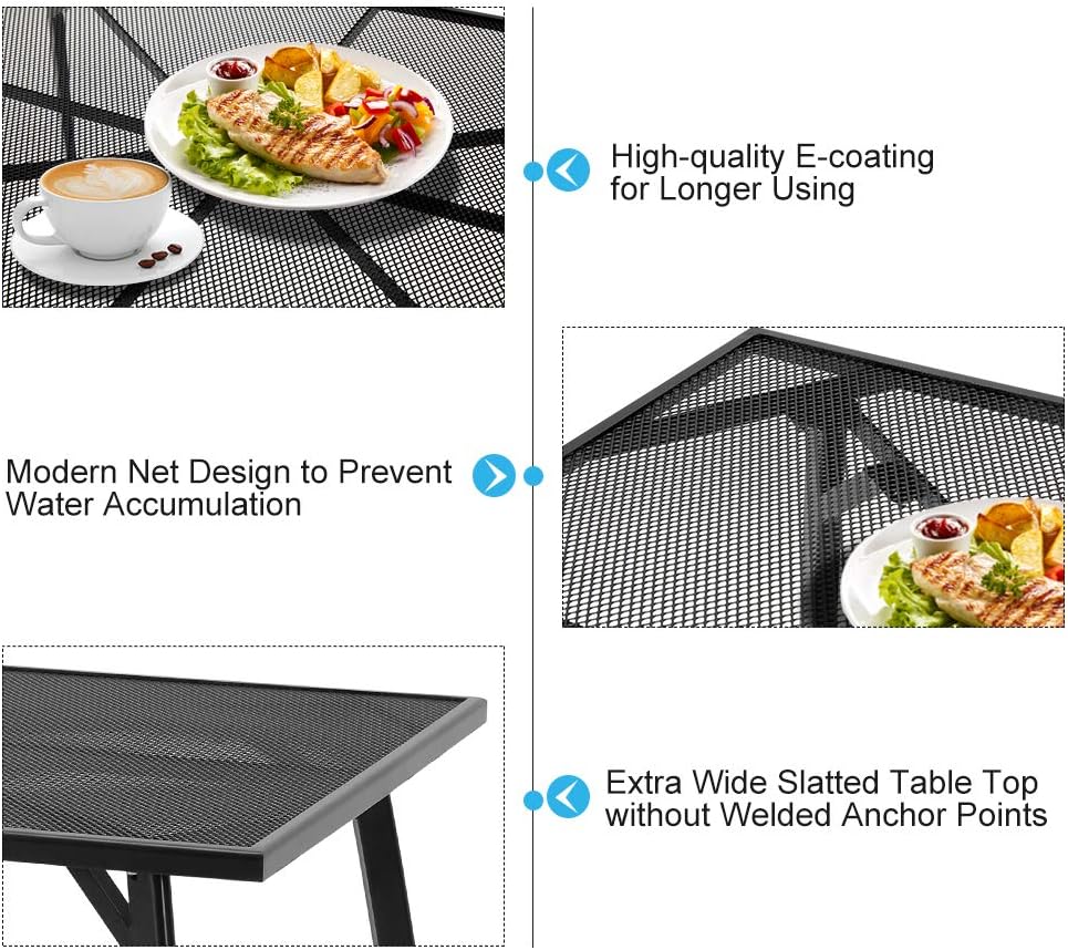AECOJOY 5 Piece Outdoor Table and Chair, Patio Outdoor Dining Set with 1.73' Umbrella Hole, Patio Table and Chair Set of 4 for Garden,Bistro,Deck