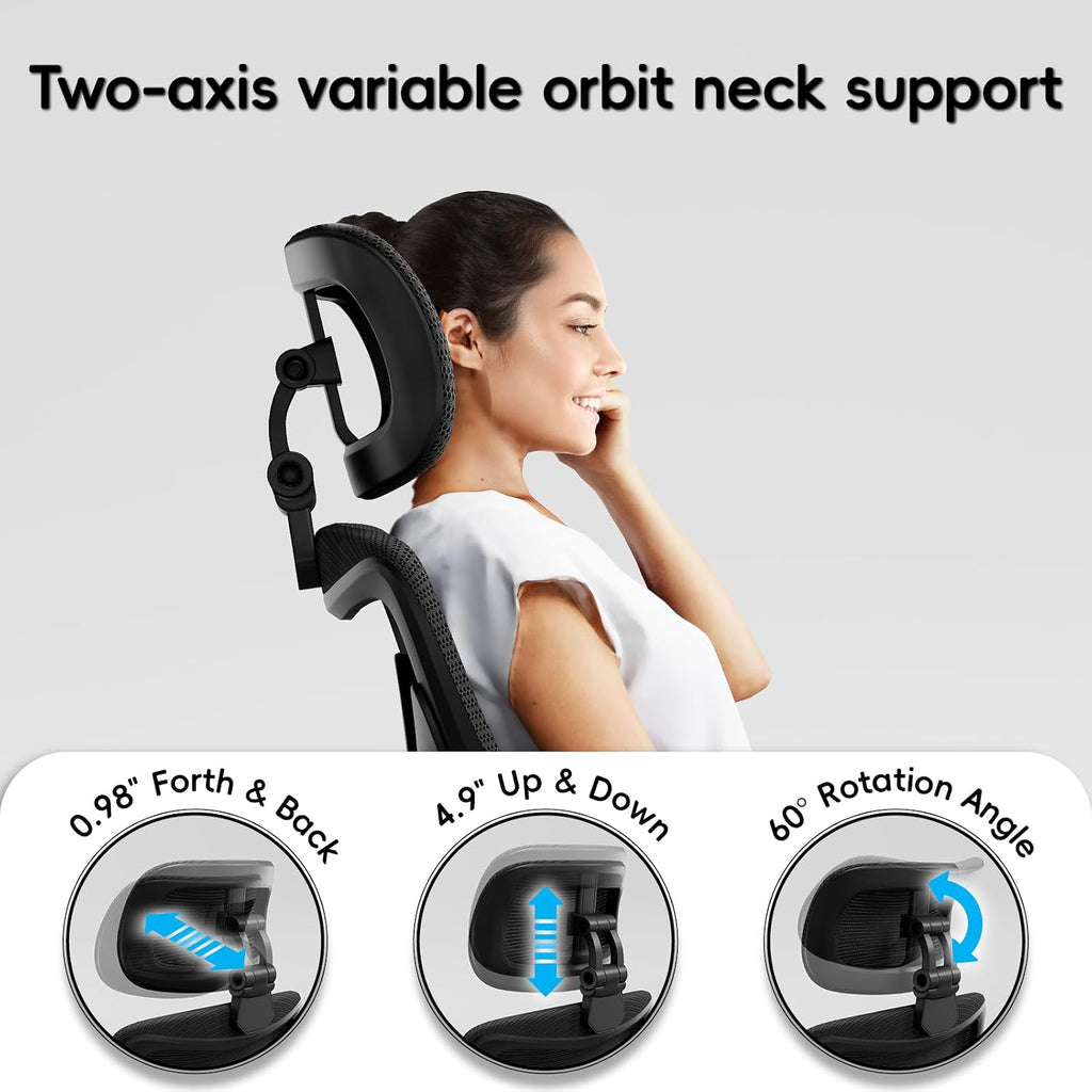 Ergalithic Ergonomic Office Chair-Computer X-Shaped Chair Mesh PU Leather with Adjustable Lumbar Support-Executive Desk Chair High Back with Headrest Flip-Up Arms for Long Hours (Black)