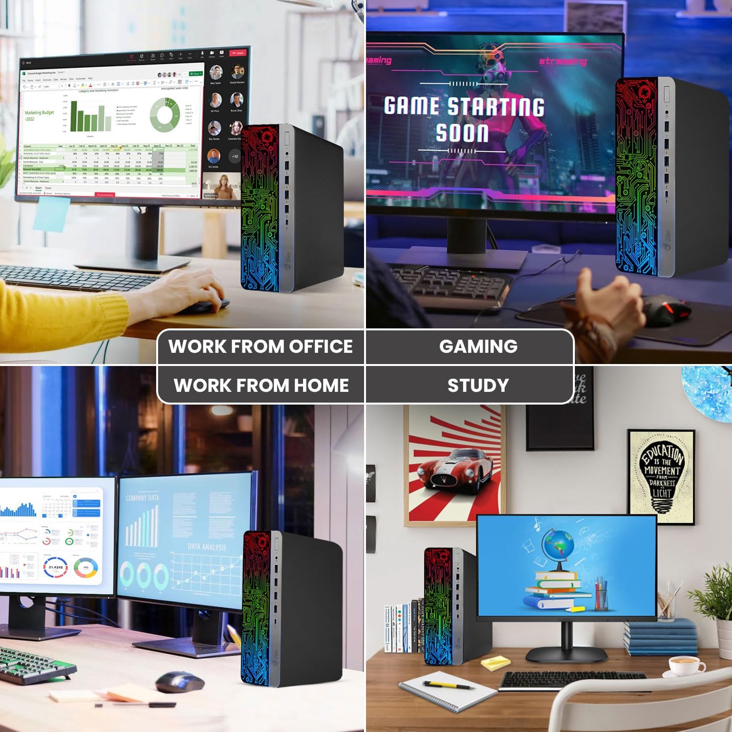 BTO RGB Gaming Desktop PC Bundle - Intel Core i5 6th Gen, 16GB DDR4 Ram, 1TB SSD, NVIDIA GeForce GTX 1050 Ti 4GB, New 24-inch Monitor - Prebuilt Gaming Computer, RGB Set - Windows 11 Pro (Renewed)