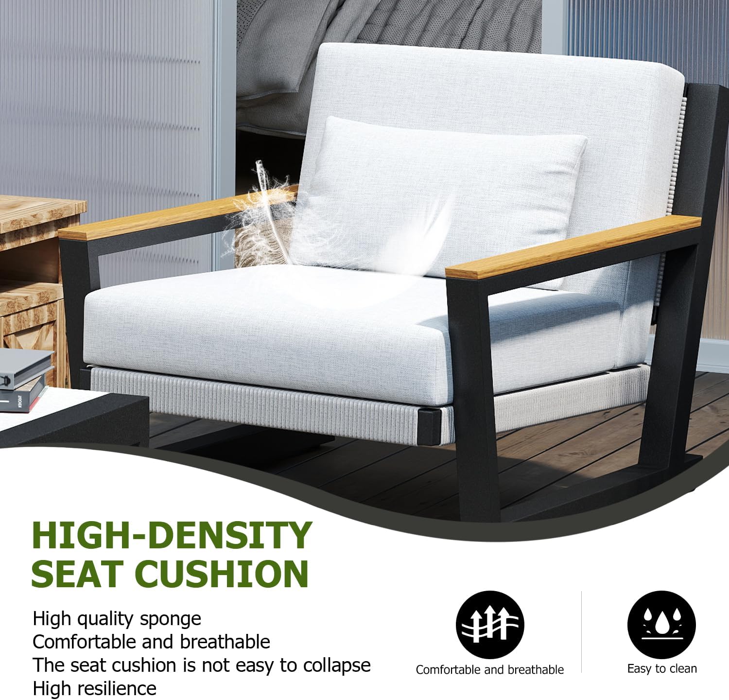Aug-guan Aluminum Outdoor Patio Furniture Set 5 Seat, Patio Conversation Set with Durable Mesh Rope Weaving, Wide Armrests and Seats, Metal Sofa Set for Patio Grey