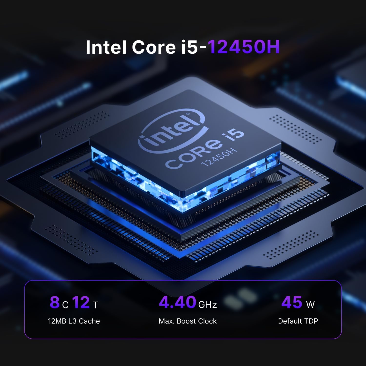 BOSGAME Mini PC Intel Core i5 12450H(8C/12T, up 4.4GHz), 16GB DDR4 RAM 512GB PCIe SSD, Mini Desktop Computer Dual LAN,USB3.2,WiFi6E,4K Triple Display