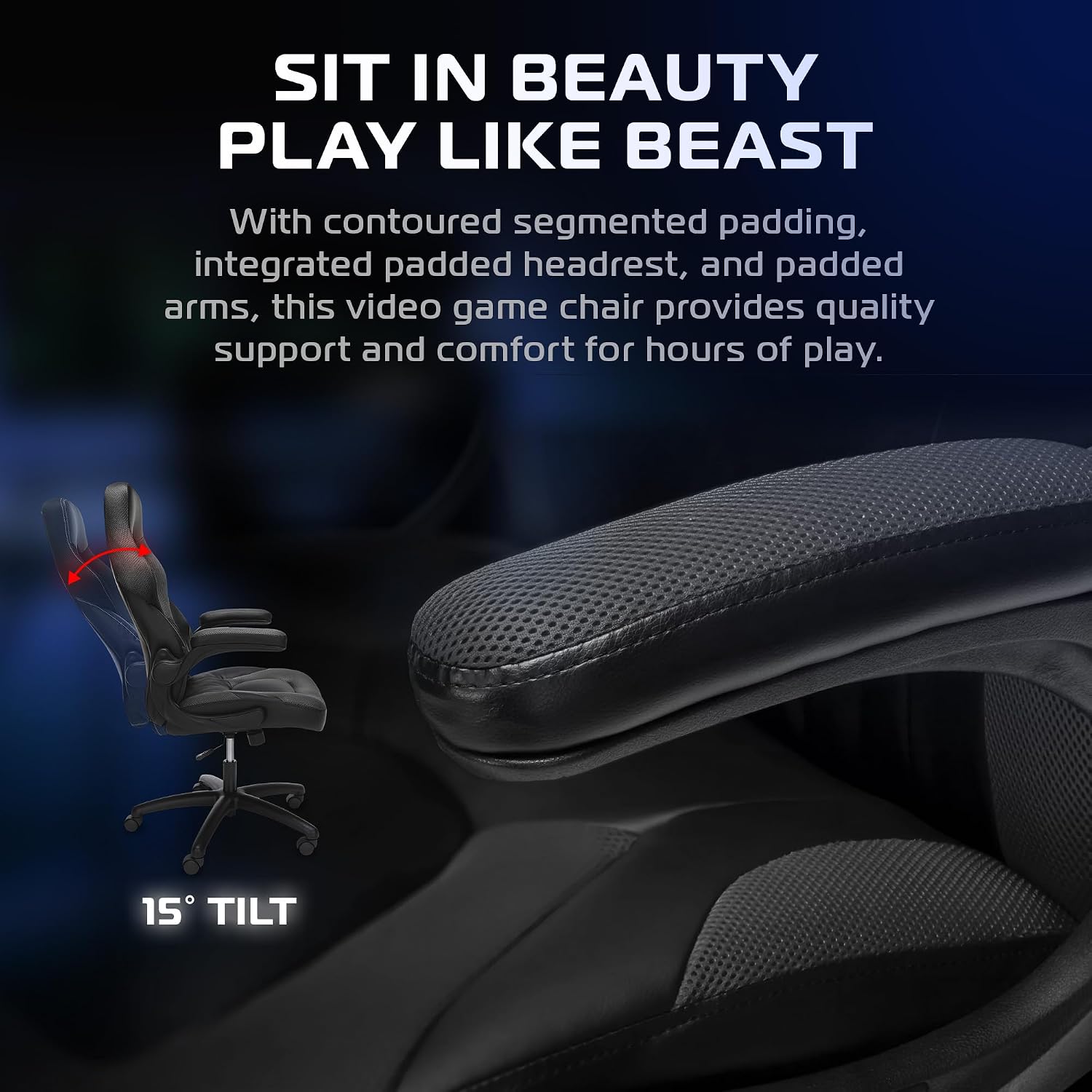 RESPAWN 3085 Ergonomic Gaming Chair for Adults, High Back Office Chair with Headrest and Flip Up Arms, Leather Racing Style Gaming Seat with Lumbar Support, Video Game Computer Desk Seat - Gray