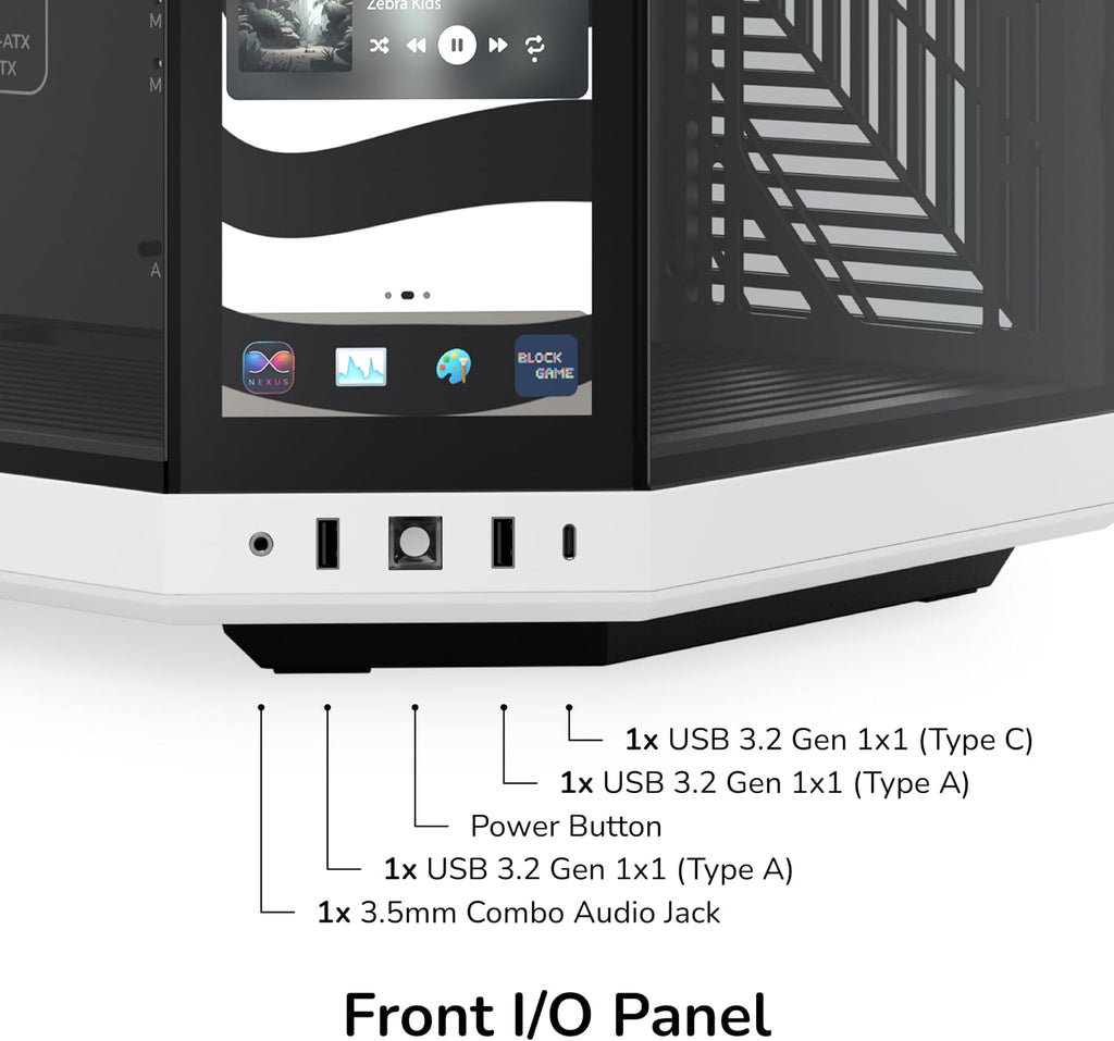 Hyte Y70 Touch Infinite Dual Chamber ATX Mid Tower Modern Aesthetic Case with Integrated 2.5K LCD Touchscreen - Panda/White
