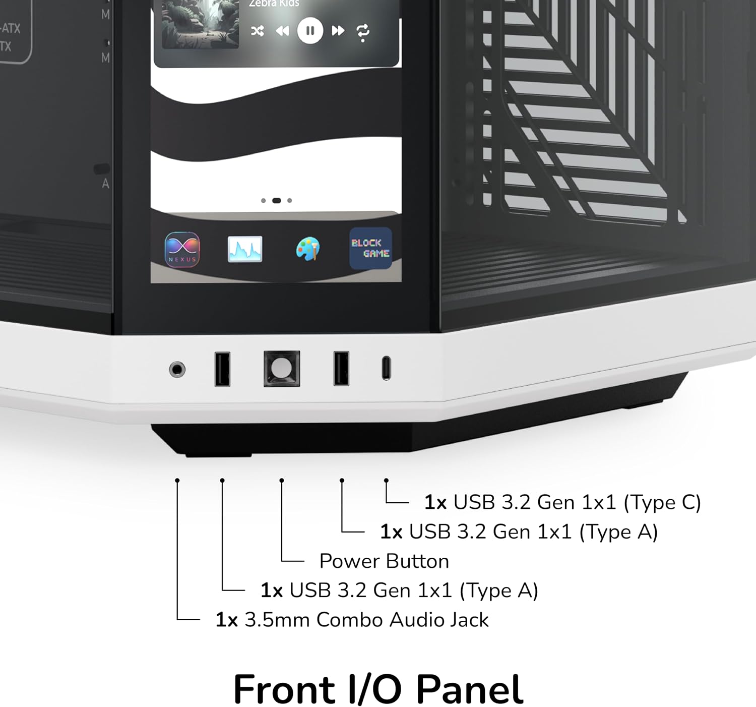 Hyte Y70 Touch Infinite Dual Chamber ATX Mid Tower Modern Aesthetic Case with Integrated 2.5K LCD Touchscreen - Panda/White