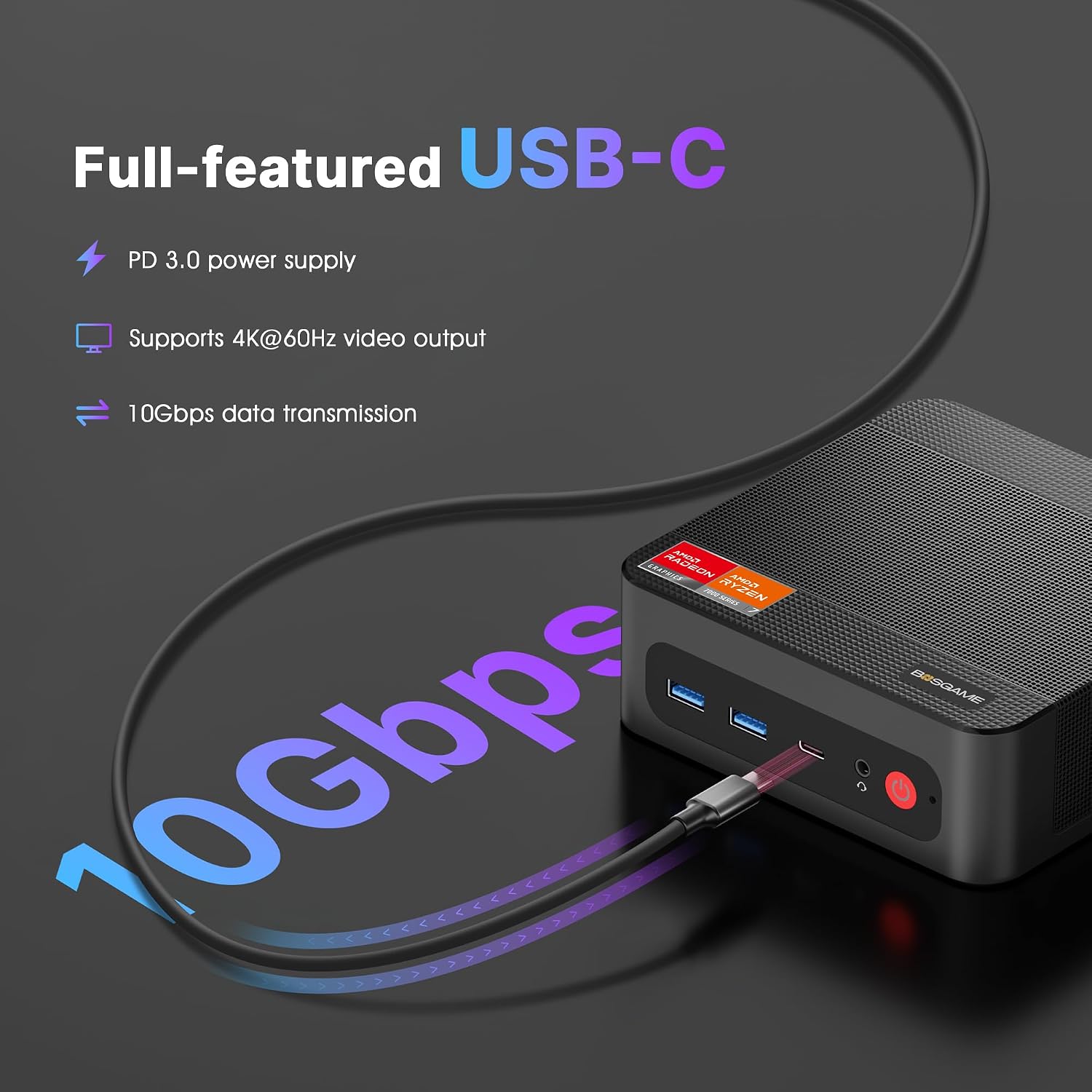BOSGAME P4 Ultra Linux Mini PC, AMD Ryzen 7 7730U 16GB DDR4, 1TB PCIe SSD, Dual LAN 2.5G & Wi-Fi 6E & BT5.2, 4K Triple Display, Ubuntu Desktop Computers for Office