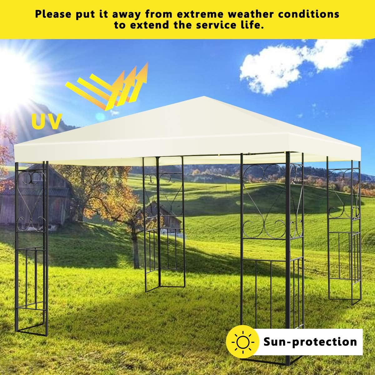 Tangkula 10x10 Ft Patio Gazebo, Outdoor Steel Gazebo with Water-Resistant Canopy, Patio Sun Pavilion Shelter with 100 Square Feet of Shade for Garden, Backyard, Deck Beige