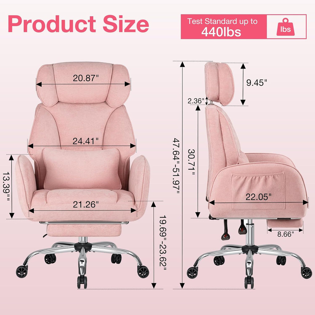 HOFFREE Criss Cross Chair with Wheels Ergonomic Office Chair with Reversible Armrest Wide Seat Comfy Desk Chair with Foot Rest for Gaming,Reading,Working(Pink)