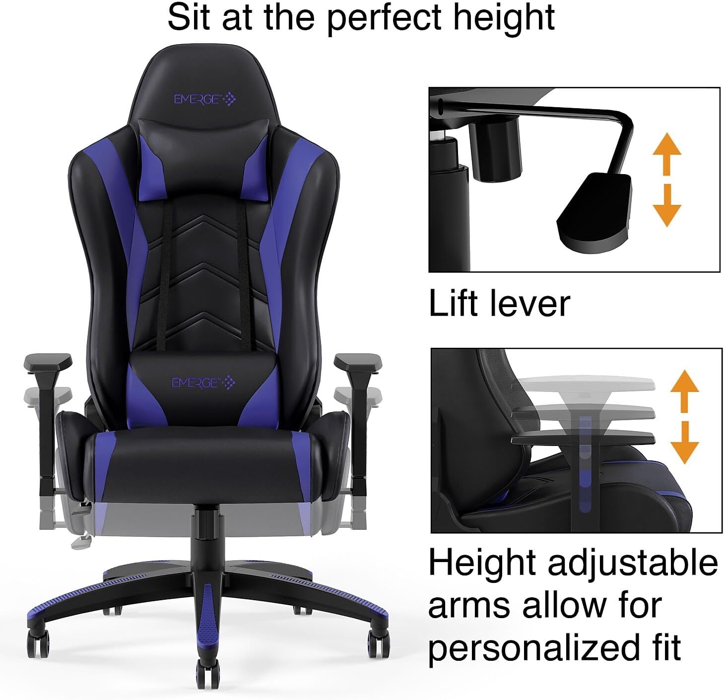 Staples Emerge Vartan Gaming Chair, Ergonomic, Adjustable Height, Swivel, Black, 2-Pack