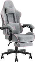 Dowinx Gaming Chair with Pocket Spring Cushion, Computer Office Game Chair, Linkage Armrests and Footrest, High Back Ergonomic Computer Chair with Lumbar Support Task Chair with Footrest(Pink)