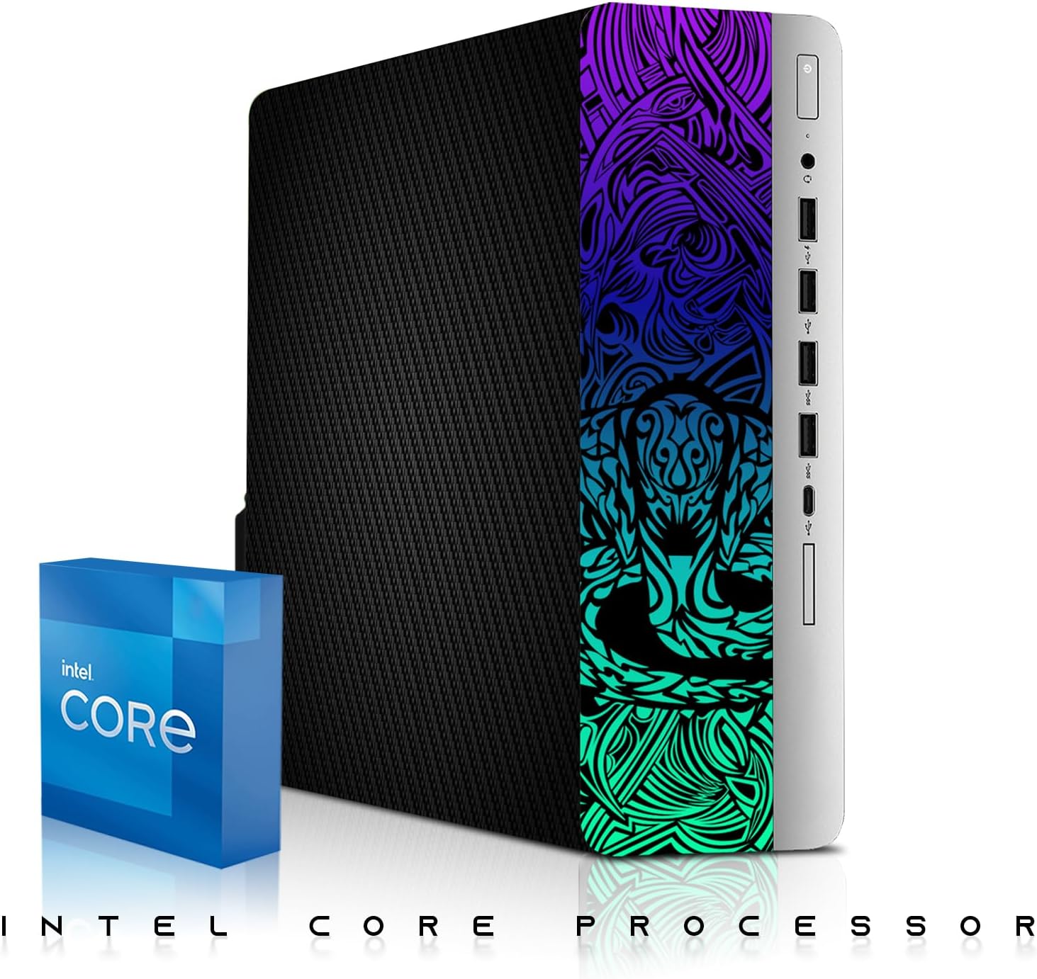 TechMagnet HP Carbon Black Cobra Edition Desktop – Intel Core i5|16GB DDR4 Ram|512GB SSD|New 24 Inch Curved Monitor|Windows 11 – Computer Tower PC (Renewed)