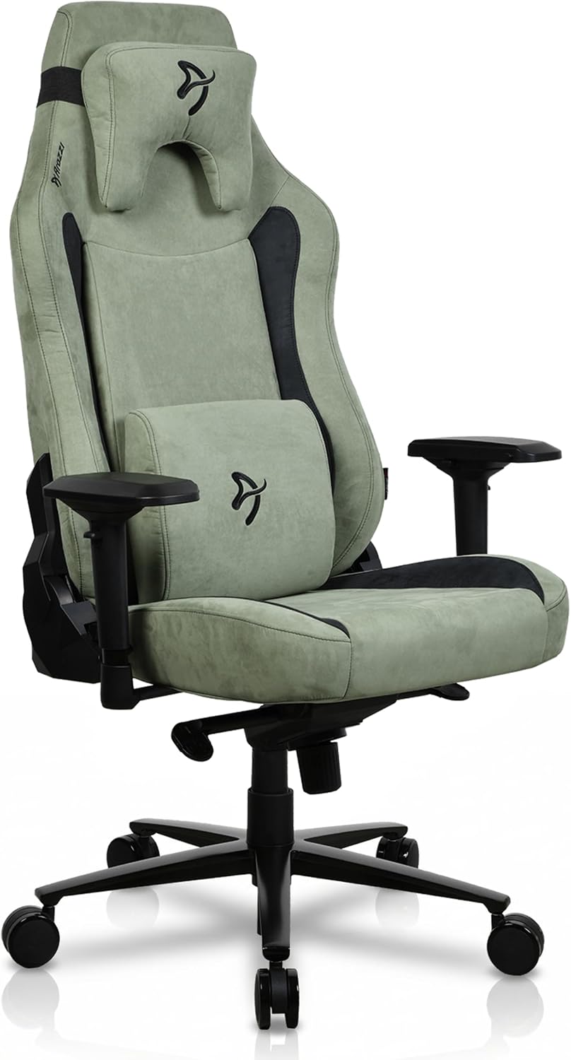 Arozzi Vernazza Gaming Chair XL- Super Soft Gaming Chairs for Adults Adjustable Height, Large Spacious Seat & Backrest with Support Pillows - Swedish Design Home Office Computer Chairs, Forest
