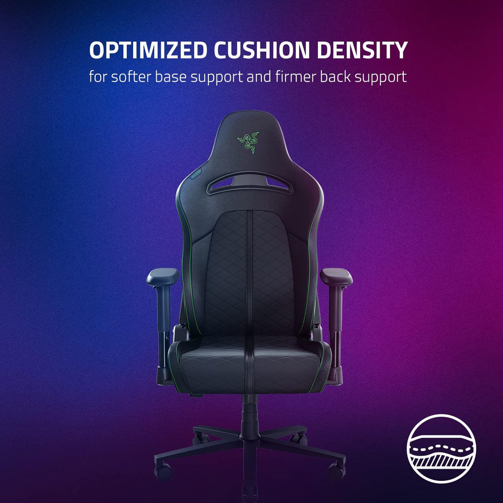 Razer Enki X Essential Gaming Chair + Freyja HD Haptic Gaming Chair Cushion: All-Day Comfort - Built-in Lumbar Arch - Optimized Cushion Density - Dual-Textured, Eco-Friendly Synthetic Leather