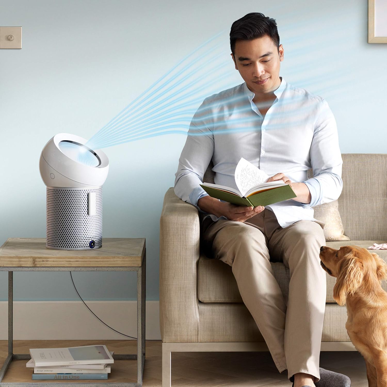Dyson Pure Cool Me Personal Purifying Fan, BP01 HEPA Air Purifier & Fan, Removes Pollutants, Dust, Mold, VOCs, for Desks, Bedside, Side Tables, White (Renewed)