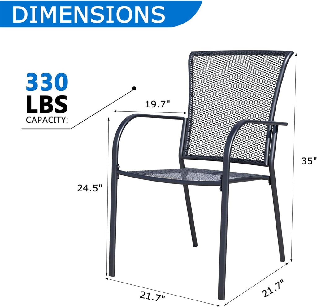 2-Pack Outdoor Dining Chairs, All-Weather Metal Patio Chairs with Breathable Mesh for Garden, Pool, Backyard & Lawn