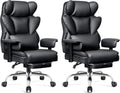 BESTFAIR Big and Tall Office Chair - Heavy Duty 400 LBS Executive Chair with Foot Rest, High Back Ergonomic Desk Chair, Padded Wide Seat Gaming Chair, Adjustable Armrests, Black 2 Pack