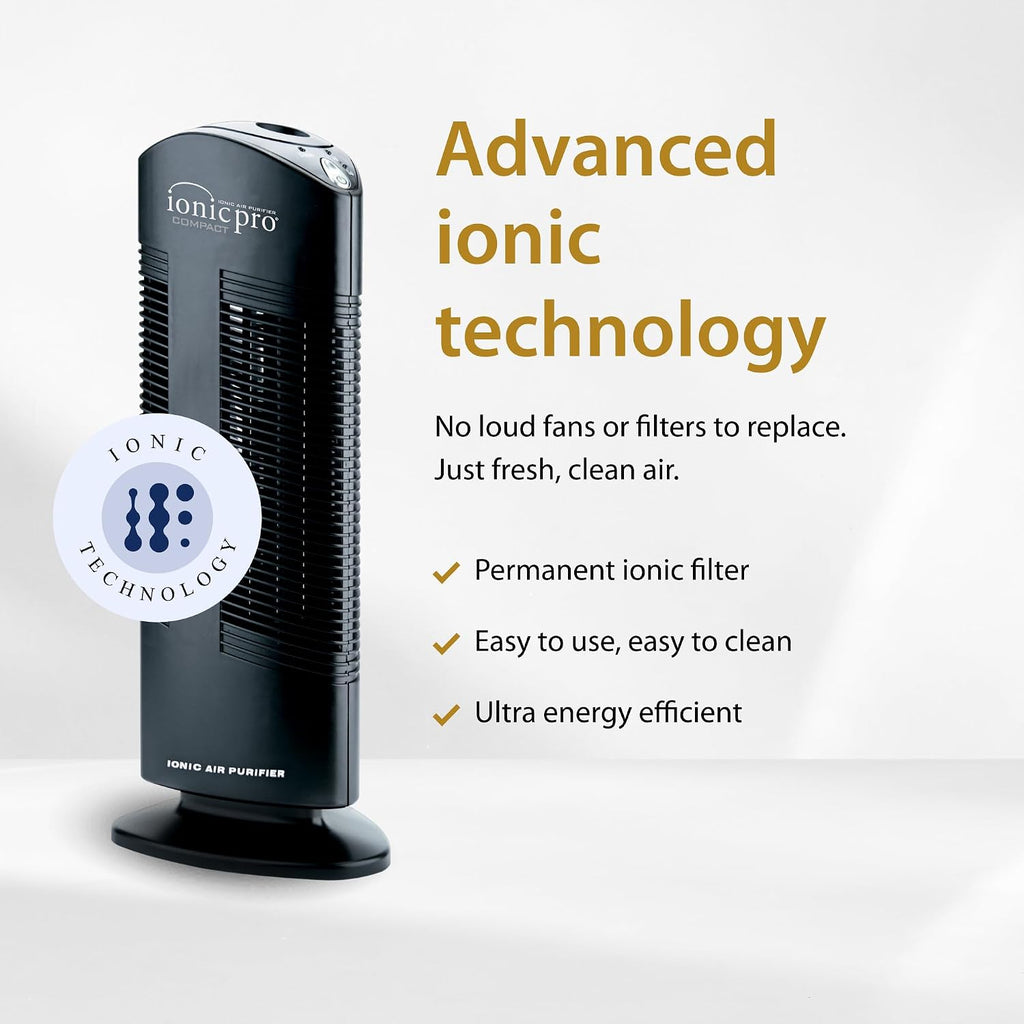 Ionic Pro Compact (CA200) Air Purifier Tower, Never Replace Filters, Quiet Negative Ion Technology, Cleans Rooms Up to 300 sq. ft