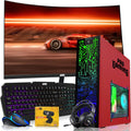 HP Carbon Red Desktop Computer PC–Intel Core i5,16GB ARGB RAM,512GB SSD,GT-1030 Graphic Card,24 Inch Curved Monitor,RGB KBM with AI Copilot Key,RGB Headphone,Webcam,Windows 11 (Renewed)