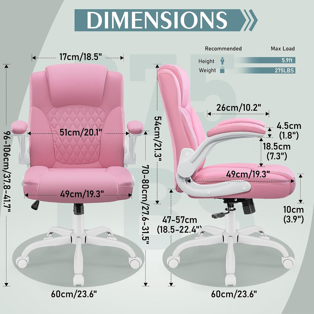 Leather Office Chair, PU Home Computer Desk Chairs with Ergonomic Back Support, 360°Swivel Free，Small Gaming Chair with Wheels and Adjustable Armrests, for Short People Use
