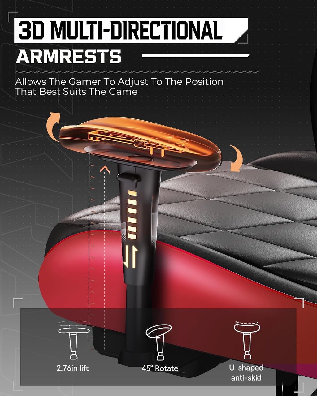 GTPLAYER Gaming Chair, Big and Tall Video Game Chair with High Back PU Leather, Home Office Ergonomic Computer Chair with Footrest, Adjustable Height, 360° Swivel Wheels for Adults and Teens