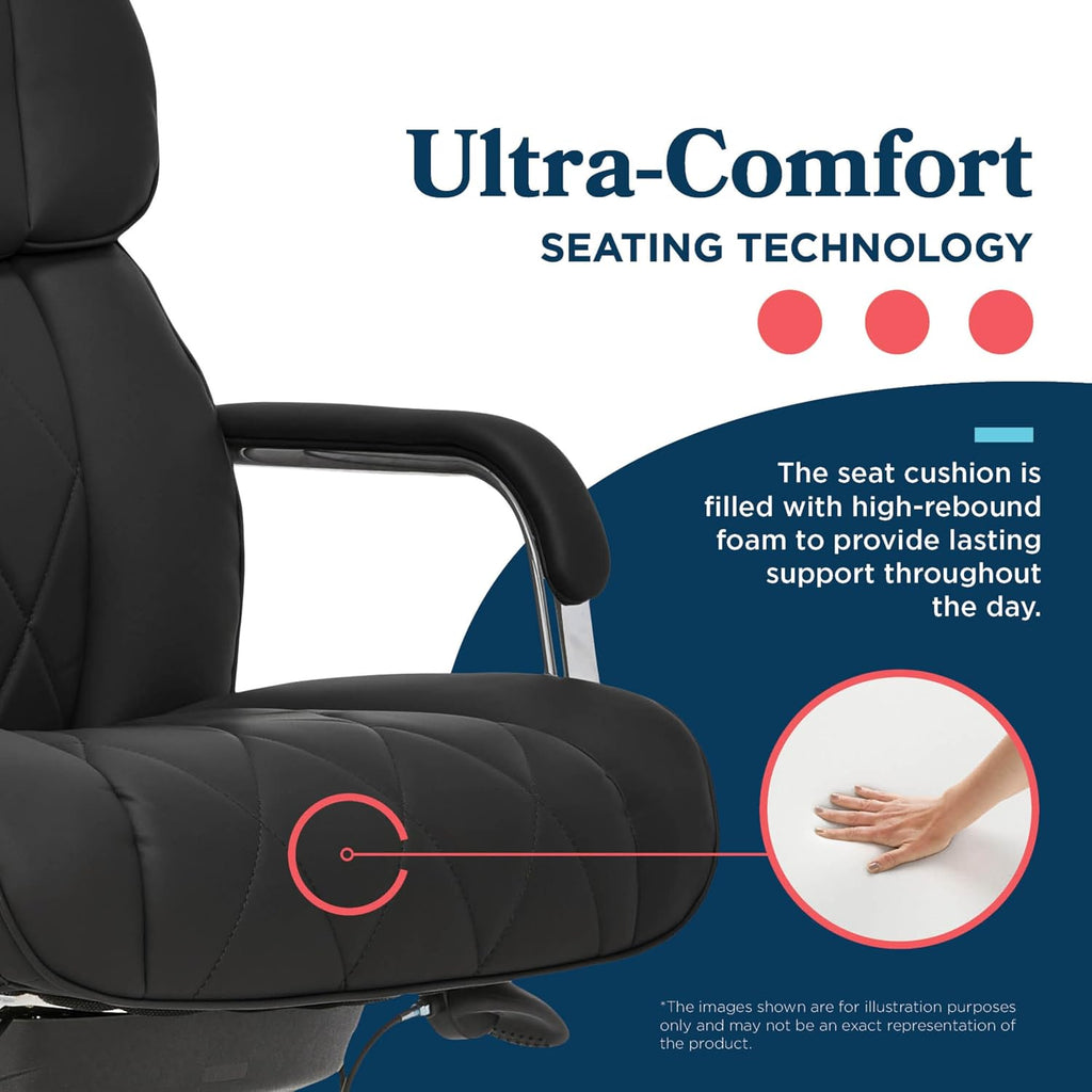 La-Z-Boy Sutherland Ergonomic Faux Leather Swivel Computer and Desk Chair, Black (CHR10048A)