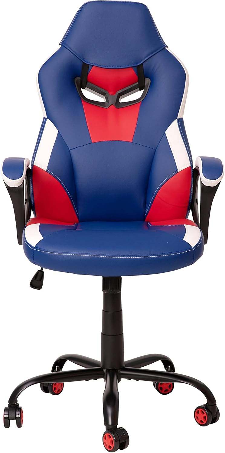 Flash Furniture Stone Ergonomic PC Office Computer Chair - Adjustable Red & Blue Designer Gaming Chair - 360° Swivel - Red Dual Wheel Casters