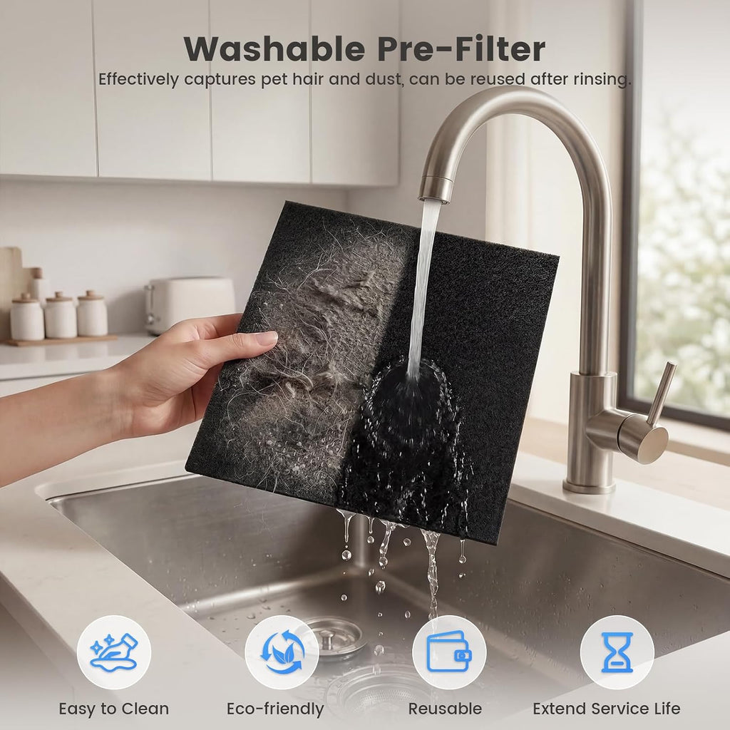 Air Purifiers for Home Large Room up to 3000sq.ft with Washable Filters, PM2.5 Air Quality Sensors, H13 HEPA Double-Sided 8X, Air Cleaner for Bedroom, Dust, Pets, Smoke, Pollon