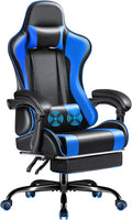 Furmax Gaming Chair, Video Game Chair with Footrest and Massage Lumbar Support, Swivel Seat Height Adjustable Computer Chair with Headrest, Racing E-Sport Gamer Chair (Blue)