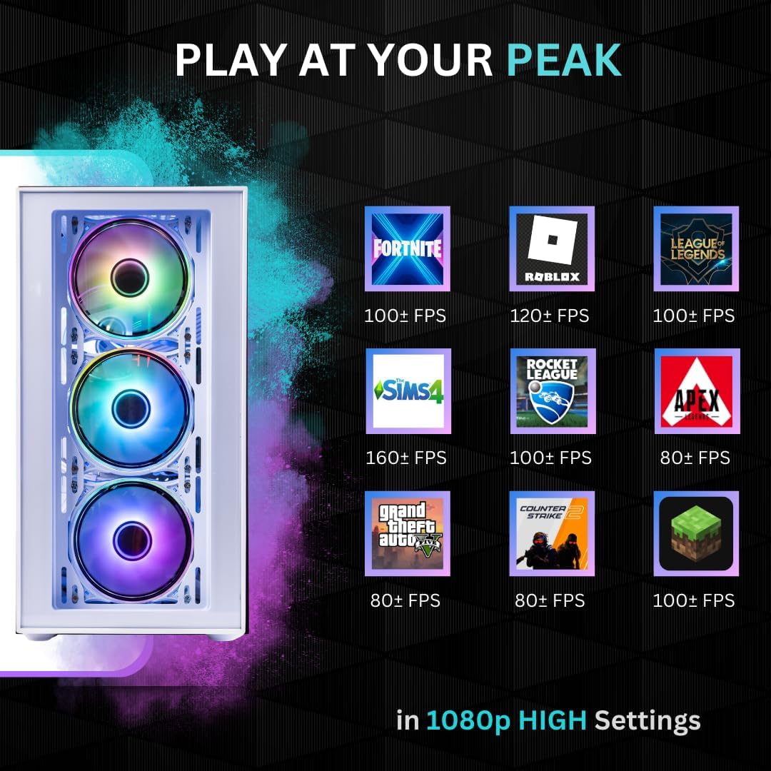 NOVATECH Phantom - Prebuilt Gaming PC Desktop Computer - RTX 3050 - i7 Xeon 3.5GHz - 16GB RAM - 512GB M.2 SSD WiFi/BT, Win 11 Pro - Gaming Computer Tower, Pre Built PC Gaming - 1 Year Warranty (White)