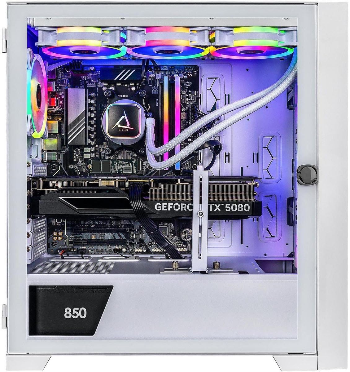 CLX Set Gaming PC - AMD Ryzen 9 9900X 4.4GHz, RTX 5080, 2TB NVMe M.2 SSD, 32GB DDR5 RGB Memory, 360mm AIO, WiFi, Windows 11 Home, White