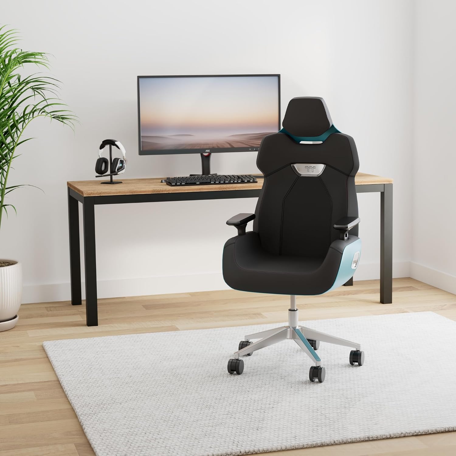 Thermaltake Argent E700 Real Leather Gaming Chair (Ocean Blue) Design by Studio F∙A∙Porsche, GGC-ARG-BLLFDL-01
