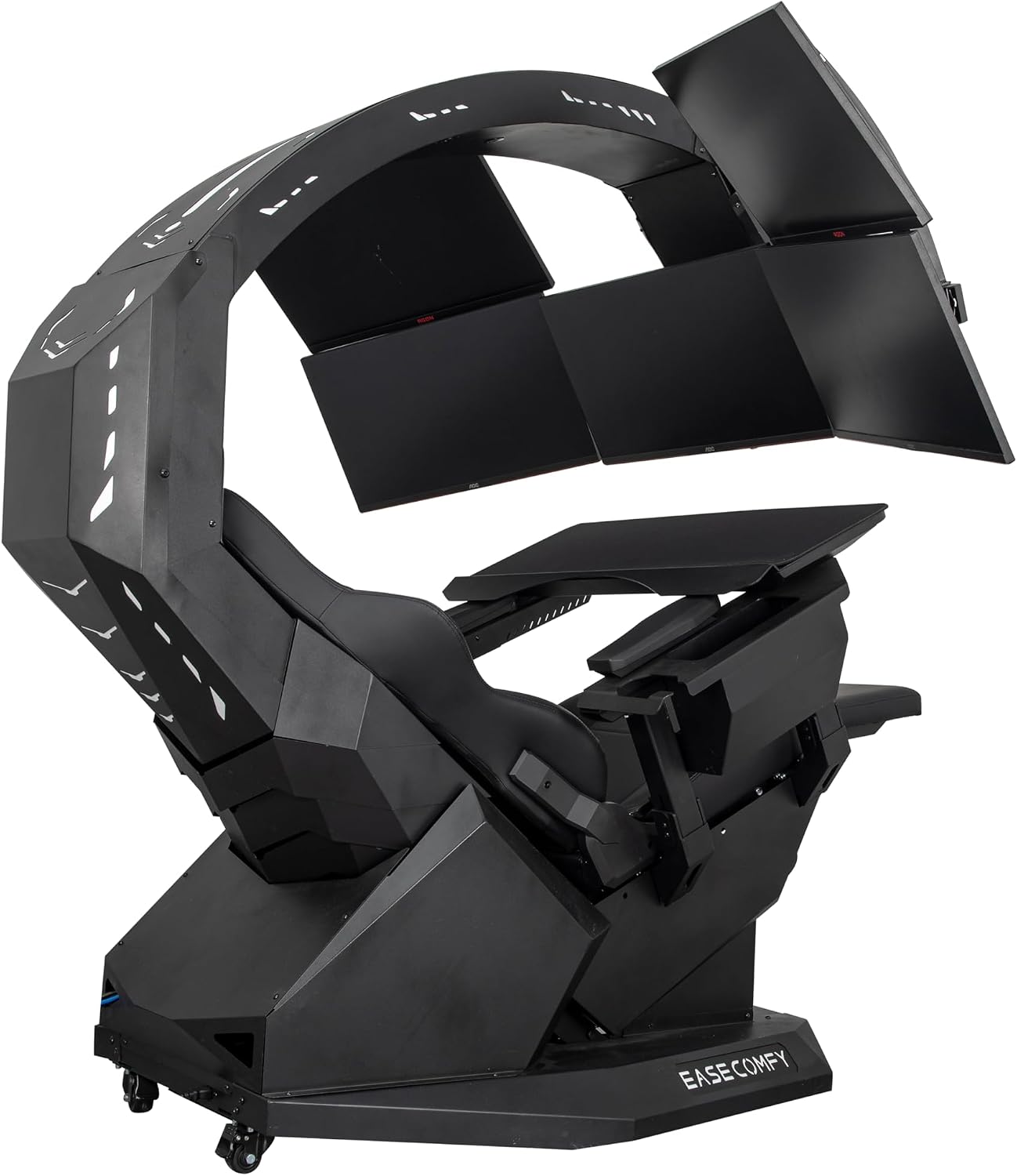 Imperatorworks EASECOMFY T2 Throne Computer Cockpit for 3 Monitors, Zero Gravity Chair Workstation,can Extend for 5 Monitors Support ultrawide 1 * 49' Option with Massage Function