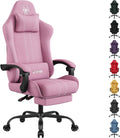SITMOD Fabric Gaming Chair with Footrest-Breathable Computer Chair with Headrest & Lumbar Pillow,Big and Tall Ergonomic Gamer Chair for Heavy Adults,22.44' Deep Seat Gaming Chairs for Adults(Pink)