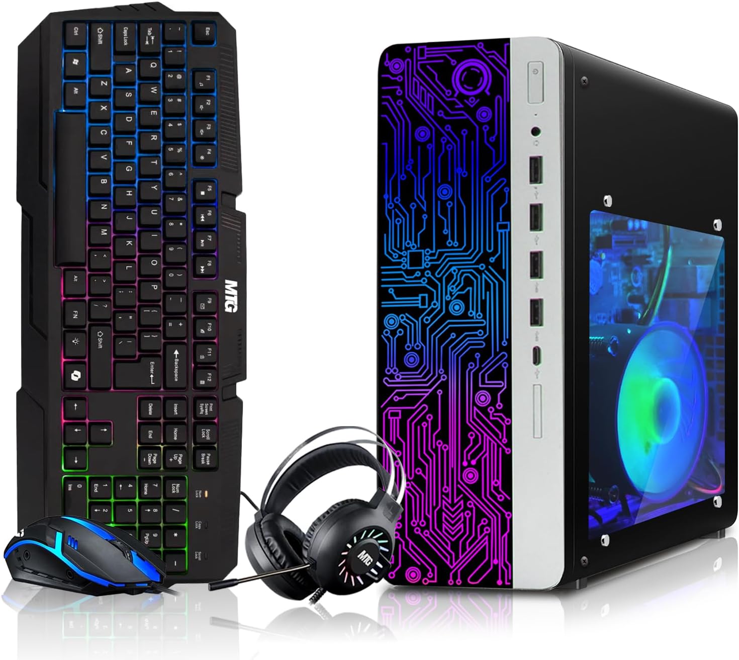 HP Gaming PC Desktop Computer – AMD Pro A10-9700,RX 550 Graphics,16GB RAM,512GB SSD,RGB Keyboard with AI Copilot,Mouse,WiFi,RGB Headphone,Windows 11(Renewed)