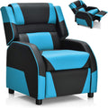 Costzon Kids Recliner, Gaming Recliner Chair w/Footrest, Headrest & Lumbar Support, Ergonomic Leather Lounge Chair for Living & Gaming Room, Adjustable Racing Style Sofa for Children Boys Girls, Blue
