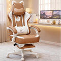 Gaming Chair Cute with Cat Ears Ergonomic Computer Chair with Dog Embroidery Adjustable Memory Foam Lumbar Support and Headrest Comfortable Reclining Office Chair for Girls, Teens, Women