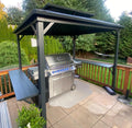 PURPLE LEAF 6' X 9' Hardtop Grill Gazebo Permanent Aluminum Frame Double Metal Roof with Ceiling Hook and Shelves Sun Shade BBQ Canopy for Patio Barbecue Outdoor Kitchen Grey