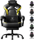 GTPLAYER Big and Tall Gaming Chair for Adults, Ergonomic Office Chair with Footrest, Heavy Duty 350 lbs Capacity, High Back, Premium Leather & Iridescent Trim, ACE-Armor, Yellow (Iridescent)